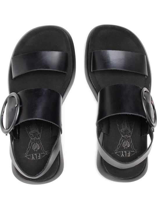 Banifly Din piele Sandale casual damă în Culoare Negru