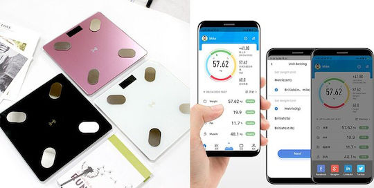 Clever Scale Smart Bathroom Scale with Body Fat Counter & Bluetooth White 060084