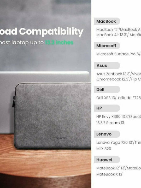 Ugreen LP187 Αδιάβροχη Θήκη για Laptop 13.3" σε Γκρι χρώμα