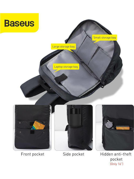 Baseus Basics Wasserdicht Tasche Rucksack für Laptop 16" Dark Grey