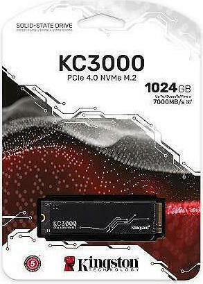 Kingston KC3000 SSD 1TB τύπου M.2 με σύνδεση PCI Express 4.0 (PS5 Compatible) SKC3000S/1024G
