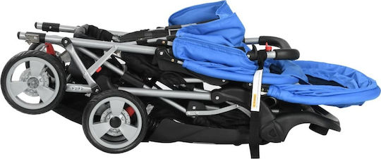 vidaXL Double Stroller Suitable from 6+ Months Blue & Black