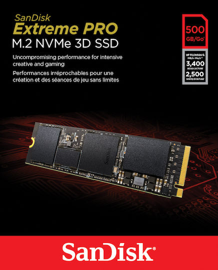 Sandisk Extreme Pro SSD 500GB M.2 NVMe PCI Express 3.0 SDSSDXPM2-500G-G25