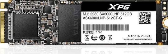 Adata XPG SX6000 Lite SSD 512GB τύπου M.2 με σύνδεση PCI Express 3.0 ASX6000LNP-512GT-C