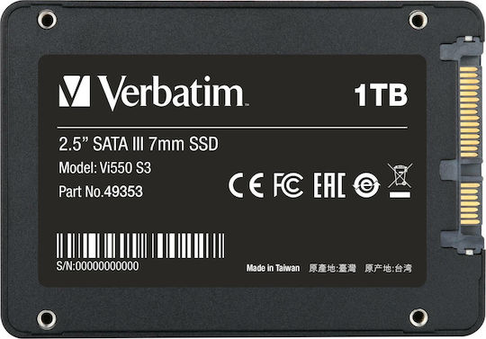 Verbatim Vi550 S3 SSD 1TB Type 2.5'' with SATA III Connection 49353
