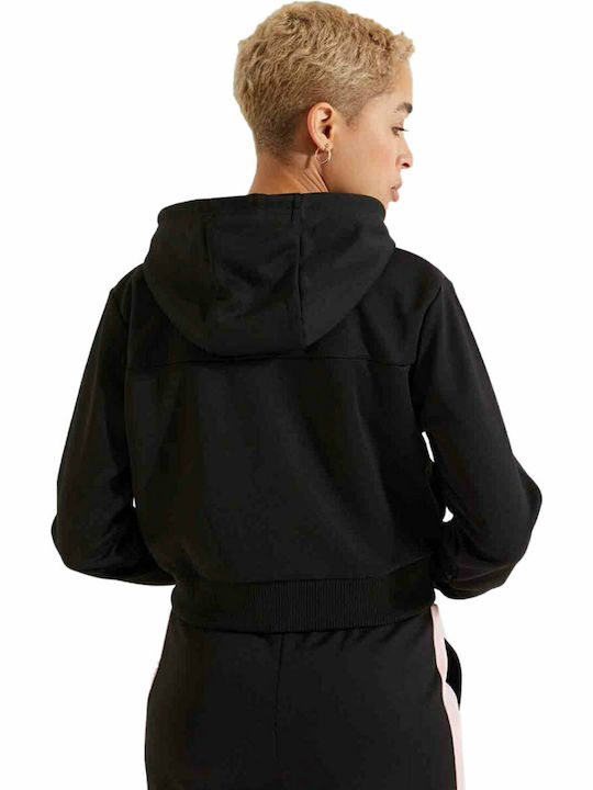 Bulito Cropped Women's Sweatshirt Jacket Hooded Black