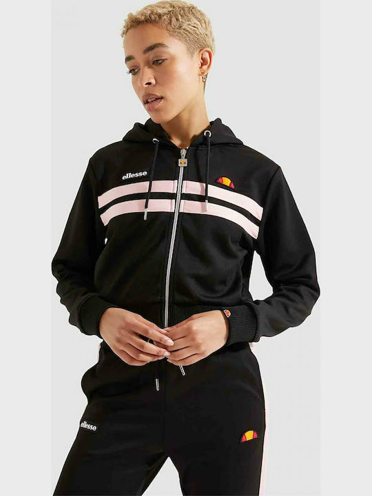 Bulito Cropped Women's Sweatshirt Jacket Hooded Black