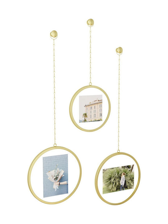 Umbra Fotochain Multi Wall Picture Frame 3 Photos Metallic With Gold Frame 3 Pieces