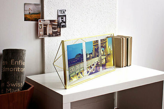 Umbra Prisma Multi Wandmontage Metallisch 3 Bilder mit Gold Rahmen Mat Bras