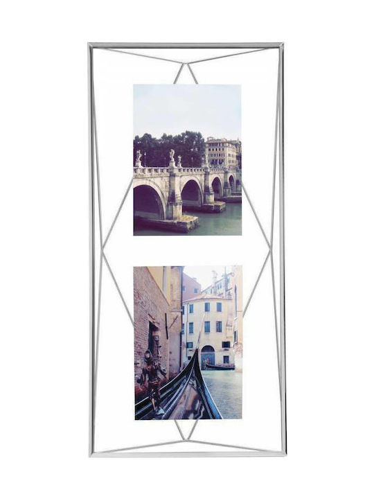 Umbra Prisma Wall-Mounted Multi Metallic 3-Photo Frame With Silver Chrome Frame