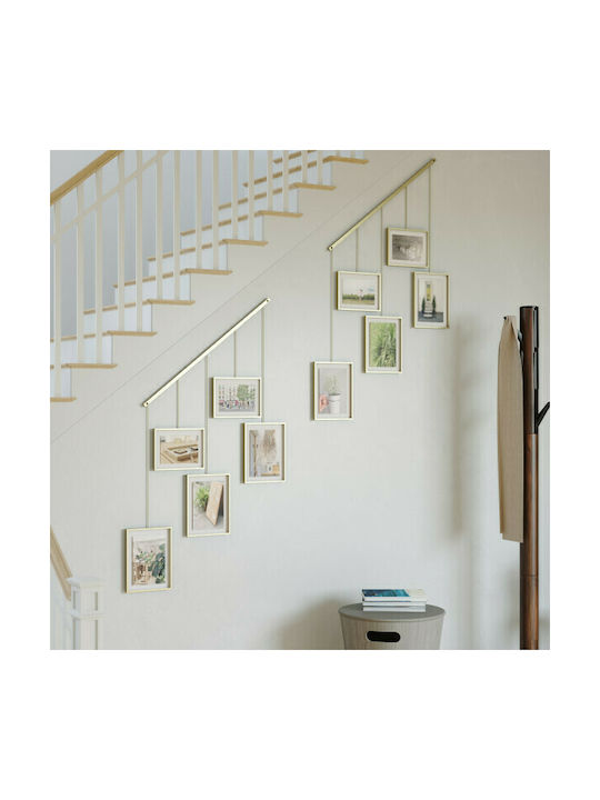 Umbra Multi Wall-Mounted Picture Frame 5 Photos Metallic With Gold Frame 5 Pieces