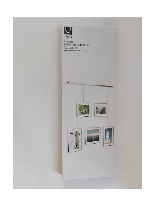 Umbra Multi Wall-Mounted Picture Frame 5 Photos Metallic With Silver Frame 5 Pieces