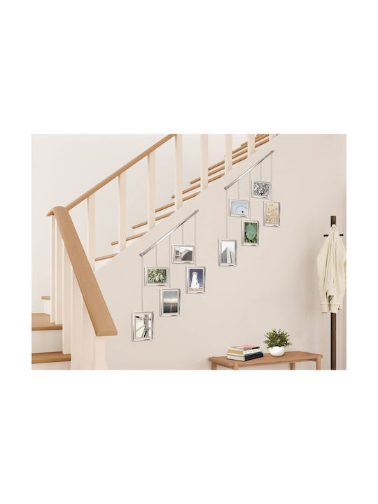Umbra Multi Wall-Mounted Picture Frame 5 Photos Metallic With Silver Frame 5 Pieces
