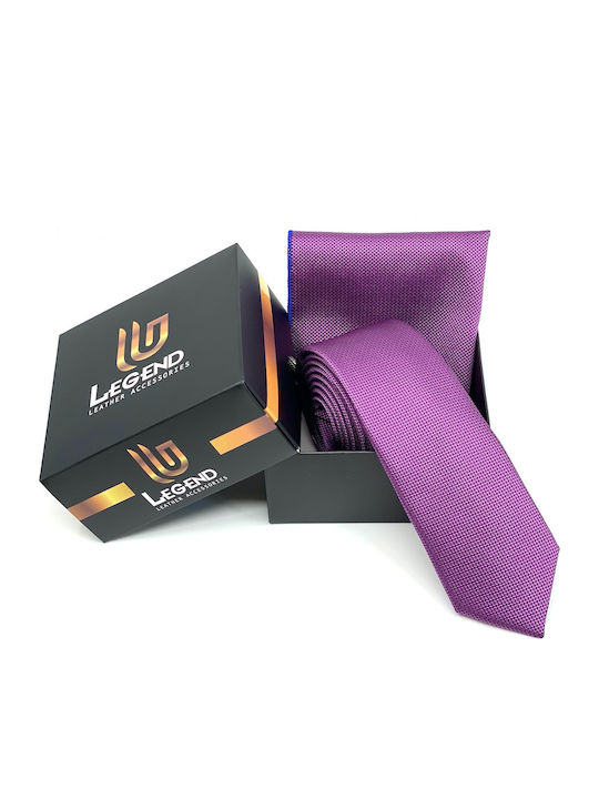 Legend Accessories Set de Cravată pentru Bărbați Sintetic Monocromie în Culorea Violet