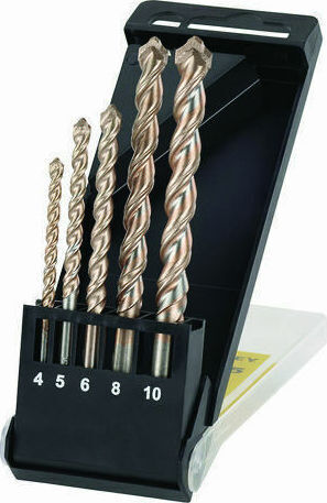 Stanley Satz 5 Bohrer mit Zylindrischem Schaft für Gemäuer, Metall und Glas/Fliesen