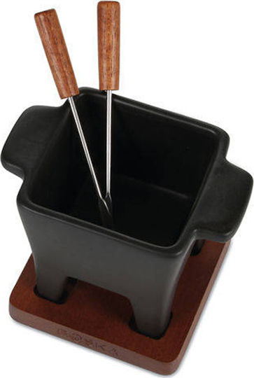 Boska Holland Tapas Porcelain Fondue Pot with Tea Light for 2 Persons Black 13.5x13.5x13.5cm