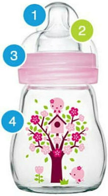 Mam Glass Bottle Feel Good with Silicone Nipple for 0+, 0+ m, months Pink 170ml 1pcs