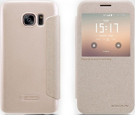 Nillkin Sparkle Книга Изкуствена кожа Златист (Galaxy S7)