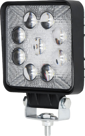 GloboStar PRO Series Квадратς Водоустойчив Фарове за кола LED Универсален 10 - 30V 27W 10.8см с Бял осветление 1бр