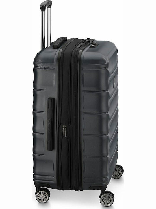Delsey Meteor Medium Hard Black Suitcase With 4 Wheels Height 68cm