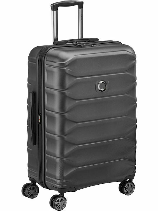 Delsey Meteor Medium Hard Black Suitcase With 4 Wheels Height 68cm