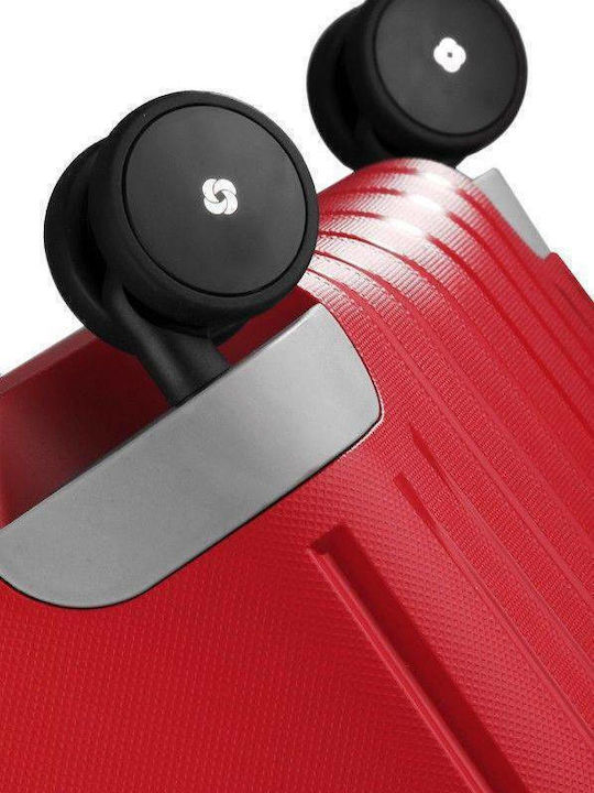 Samsonite S'cure Μεσαία Βαλίτσα Ταξιδίου Σκληρή Κόκκινη με 4 Ρόδες Ύψους 69εκ.