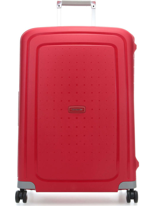 Samsonite S'cure Μεσαία Βαλίτσα Ταξιδίου Σκληρή Κόκκινη με 4 Ρόδες Ύψους 69εκ.