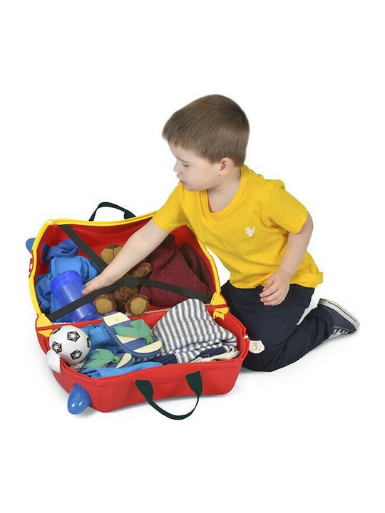 Trunki Frank the Fire Truck Παιδική Βαλίτσα Ταξιδίου Καμπίνας Σκληρή Κόκκινη με 4 Ρόδες Ύψους 31εκ.