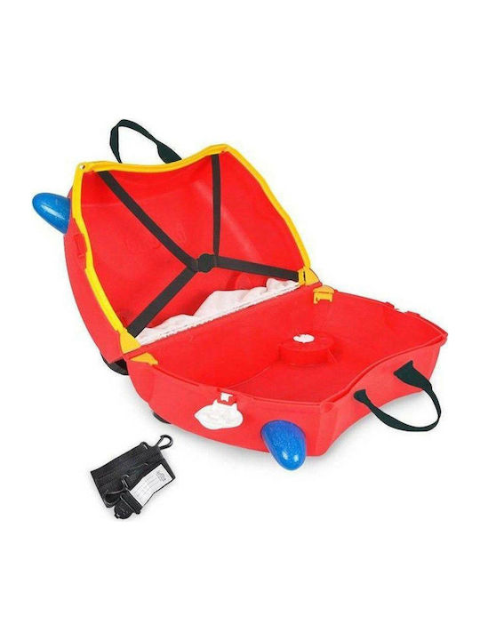 Trunki Frank the Fire Truck Παιδική Βαλίτσα Ταξιδίου Καμπίνας Σκληρή Κόκκινη με 4 Ρόδες Ύψους 31εκ.