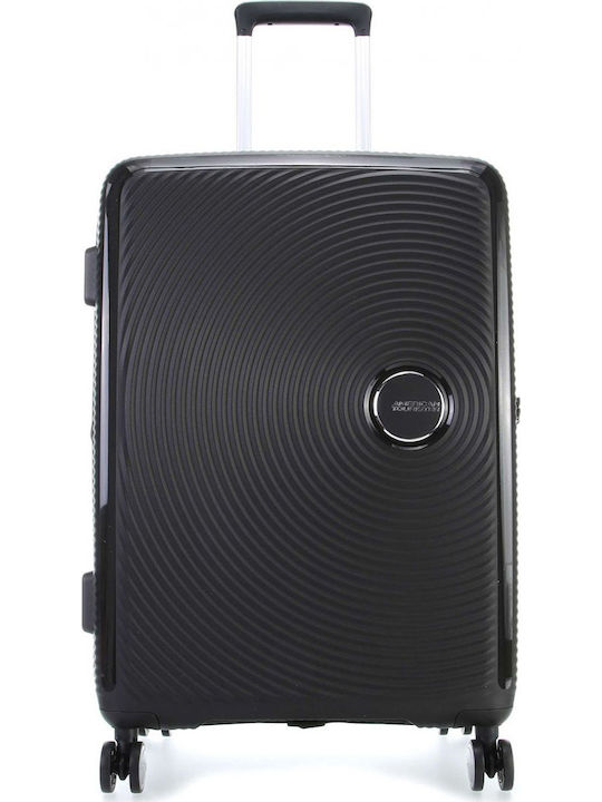 American Tourister Soundbox Spinner Expandable Medium Hard Travel Suitcase Black with 4 Wheels Height 67cm