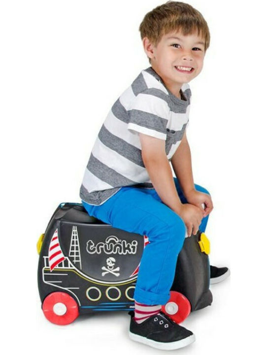 Trunki Pedro Pirate Детски Куфар За Пътуване Кабинен Твърд Черен С 4 Колела Височина 31см