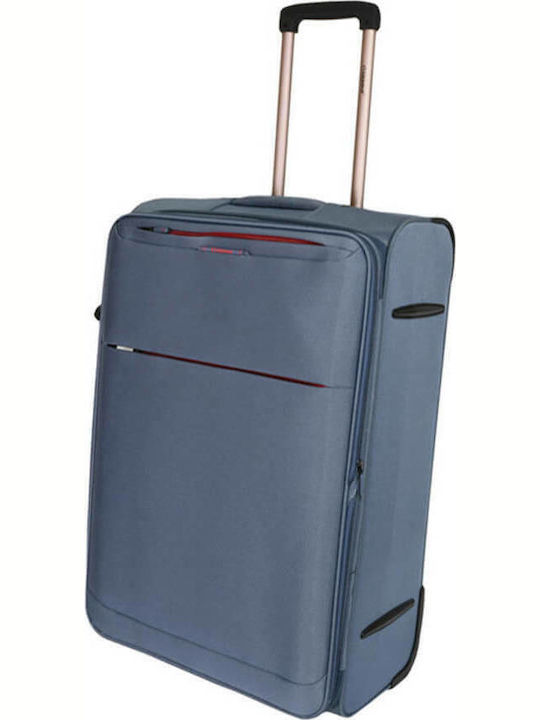Diplomat Medium The Athens Collection Medium Fabric Travel Suitcase Blue with 2 Wheels Height 64cm