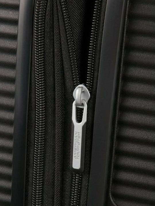 American Tourister Soundbox Spinner Expandable Large Hard Black Suitcase with 4 Wheels Height 77cm