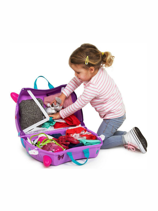 Trunki Cassie The Cat Детски Куфар За Пътуване Кабинен Твърд Лилав С 4 Колела Височина 31см