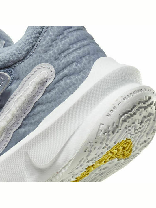 Hustle Team Hustle 10 Kids Sports Shoes Basketball with Hoop & Loop Closure Ashen Slate / Aluminum / Yellow Strike / White