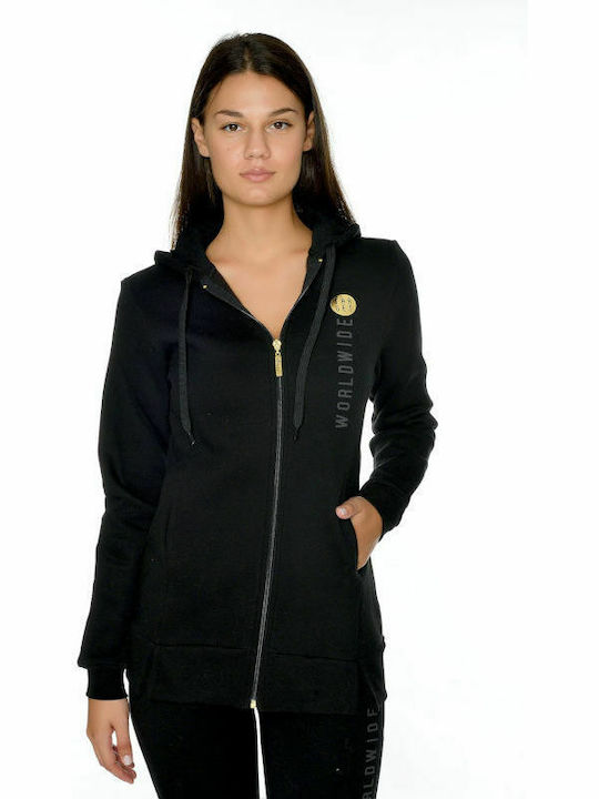 Target 66338 Women's Long Hooded Cardigan Black W9-66338-10