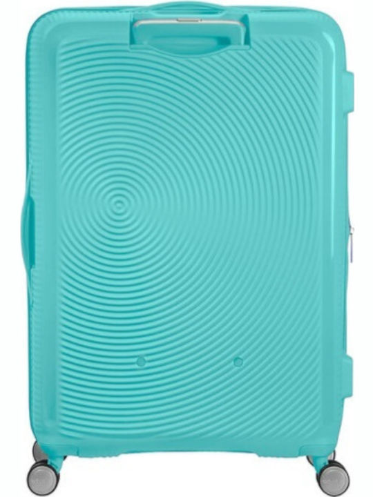 American Tourister Soundbox Spinner Expandable Large Hard Turquoise Suitcase With 4 Wheels Height 77cm