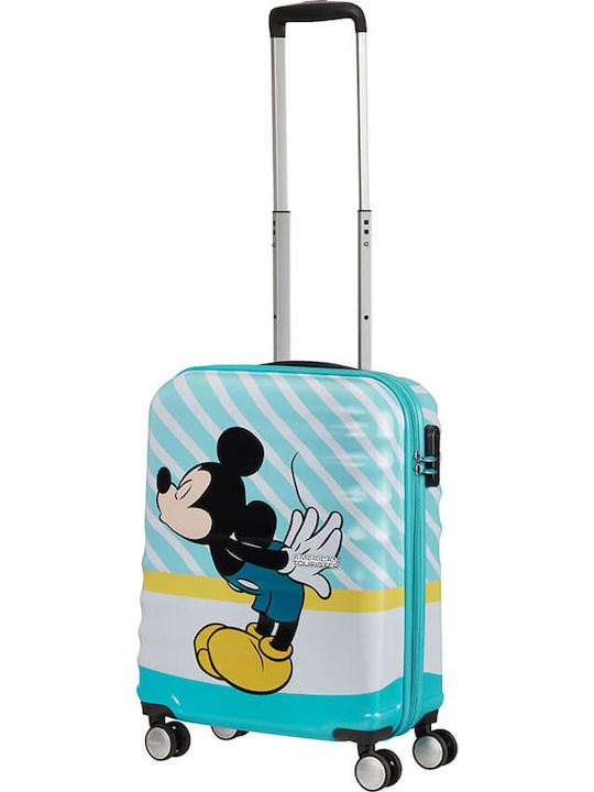 American Tourister Wavebreaker Disney Kids Cabin Hard Light Blue Suitcase With 4 Wheels Height 55cm