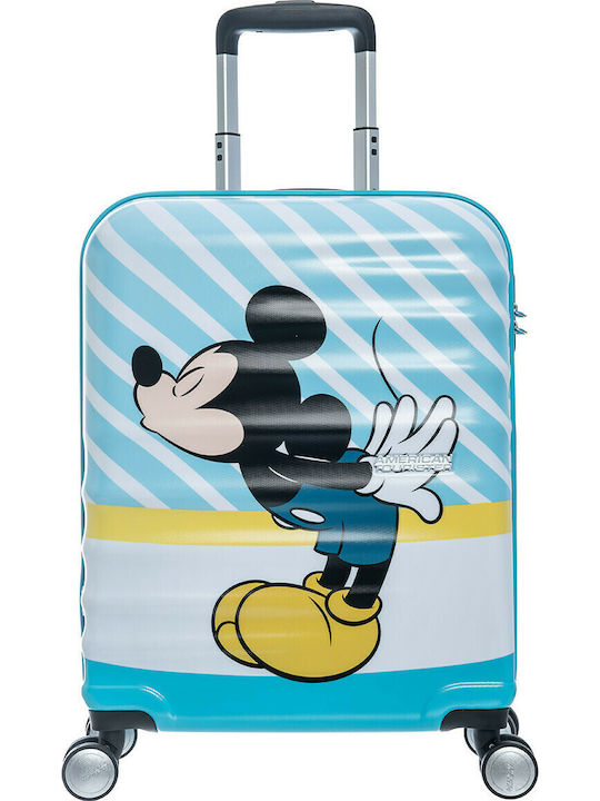 American Tourister Wavebreaker Disney Kids Cabin Hard Light Blue Suitcase With 4 Wheels Height 55cm