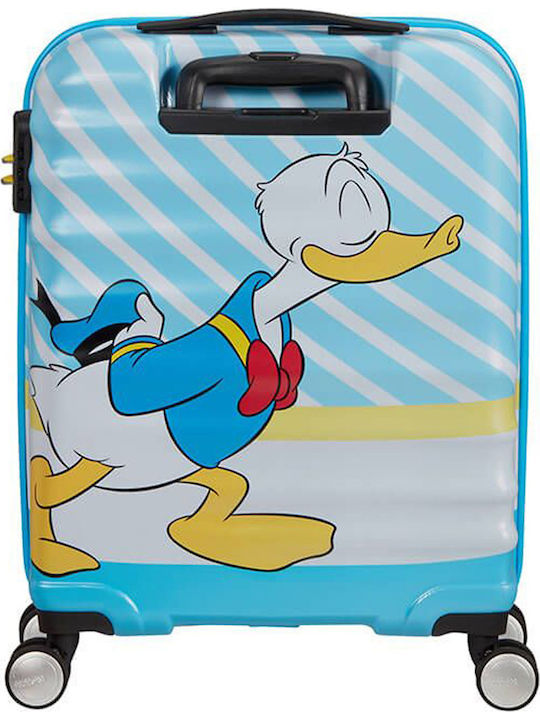 American Tourister Wavebreaker Disney Kids Cabin Hard Suitcase Light Blue with 4 Wheels Height 55cm