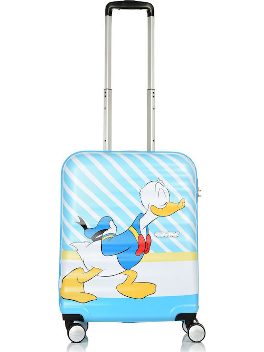 American Tourister Wavebreaker Disney Kids Cabin Hard Suitcase Light Blue with 4 Wheels Height 55cm