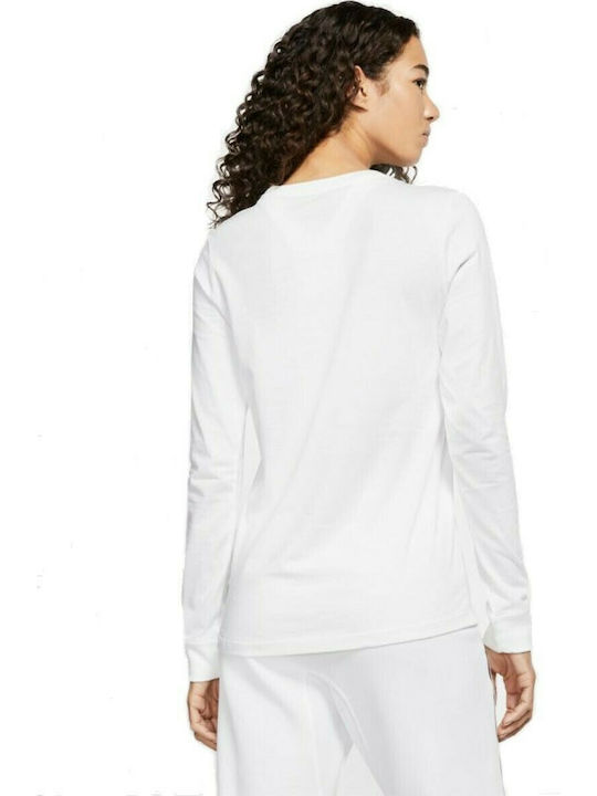 Nike Essential Μακρυμάνικη Γυναικεία Αθλητική Μπλούζα Λευκή