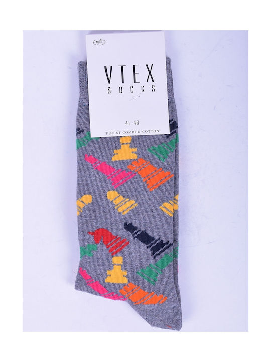 Vtex socks high socks with Chess patterns Grey