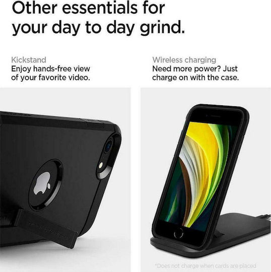 Spigen Tough Armor Back Cover Πλαστικό 1.2mm Μαύρο (iPhone SE 2020)