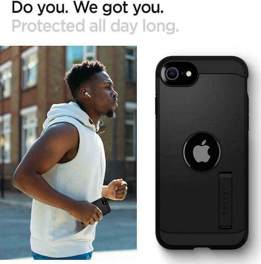 Spigen Tough Armor Back Cover Πλαστικό 1.2mm Μαύρο (iPhone SE 2020)