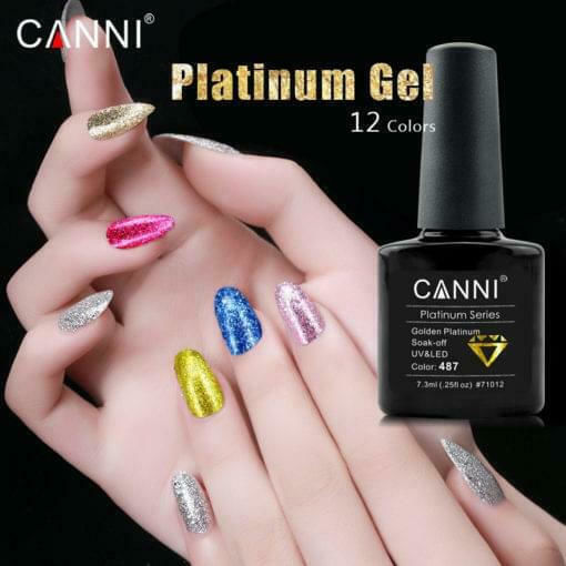 Canni Platinum Ημιμόνιμο Βερνίκι Νυχιών 483 με Glitter 7.3ml