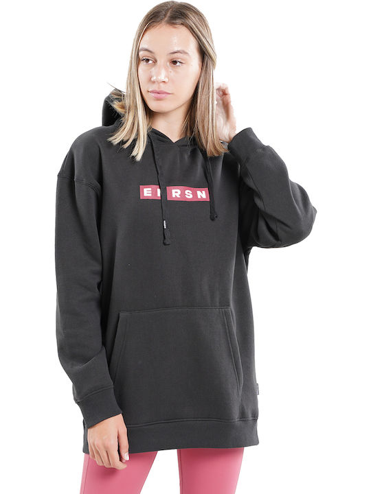 Long Women's Sweatshirt Hooded Black