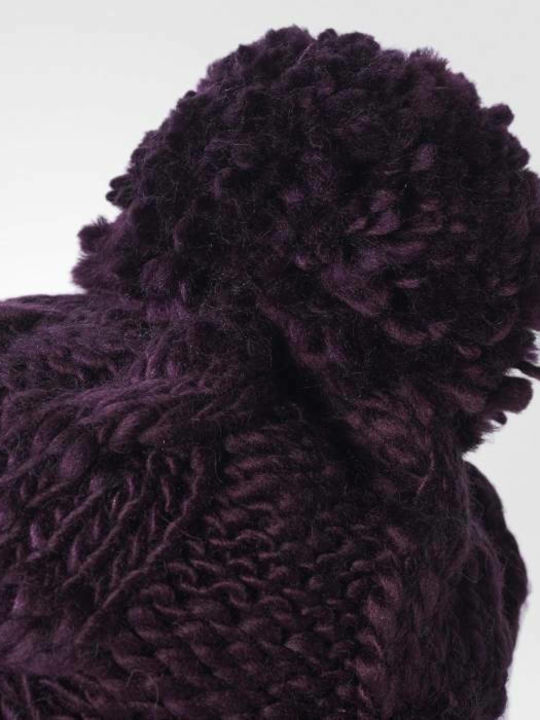Pom Pom Beanie Γυναικείος Σκούφος Πλεκτός σε Μωβ χρώμα