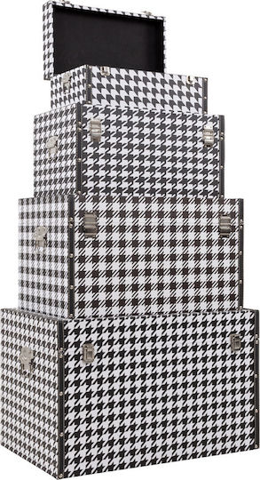 Liberta Ferre Set Decorative Trunks Wooden Black 4 Pieces 64x40x40cm