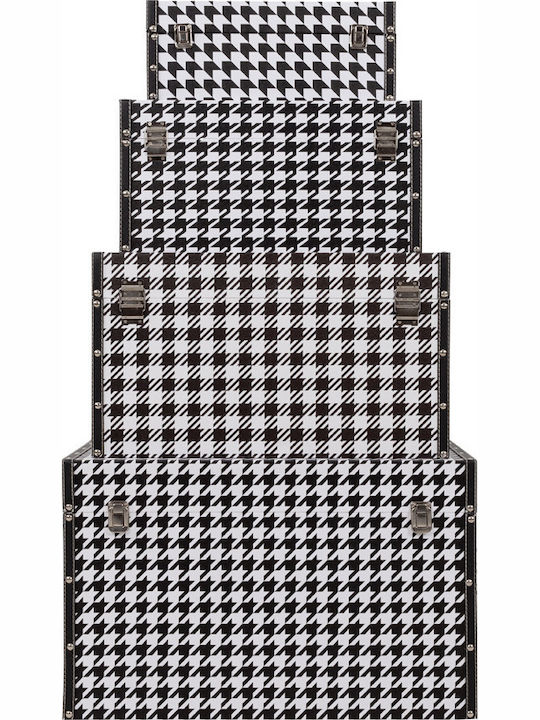 Liberta Ferre Set Decorative Trunks Wooden Black 4 Pieces 64x40x40cm